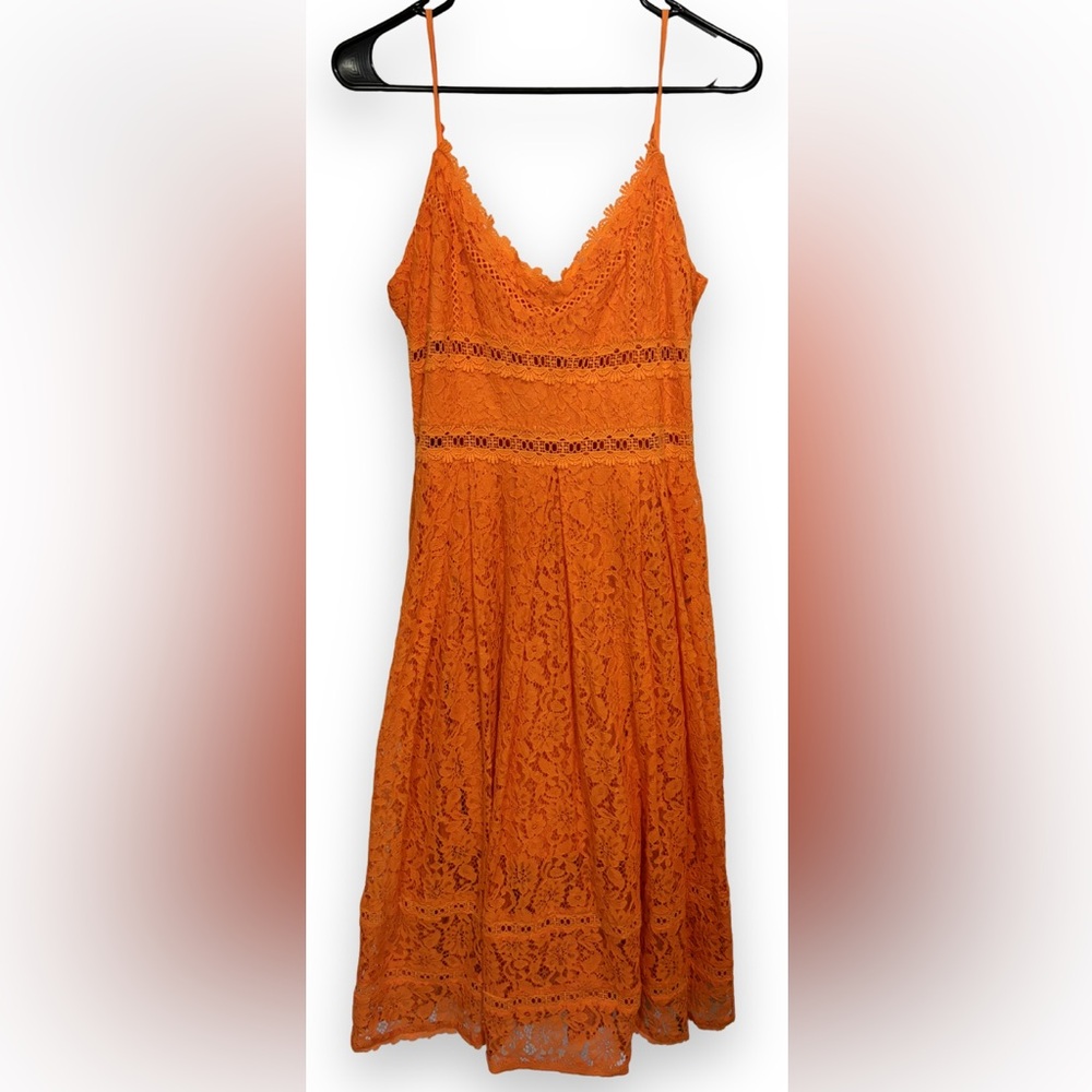 NSR size large orange lace midi dress
